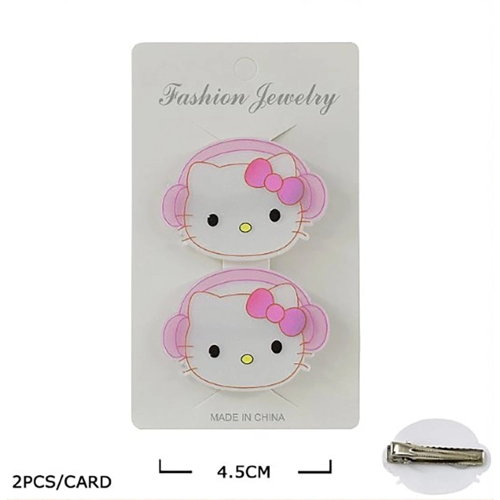 2-Piece Cute Cartoon Kitten Hair Clips Set – Pastel Color Resin Alligator Hair Pins for Girls and Kids, Pink, Purple, Blue Styling Accessories (4.5cm) (TK-1150S)