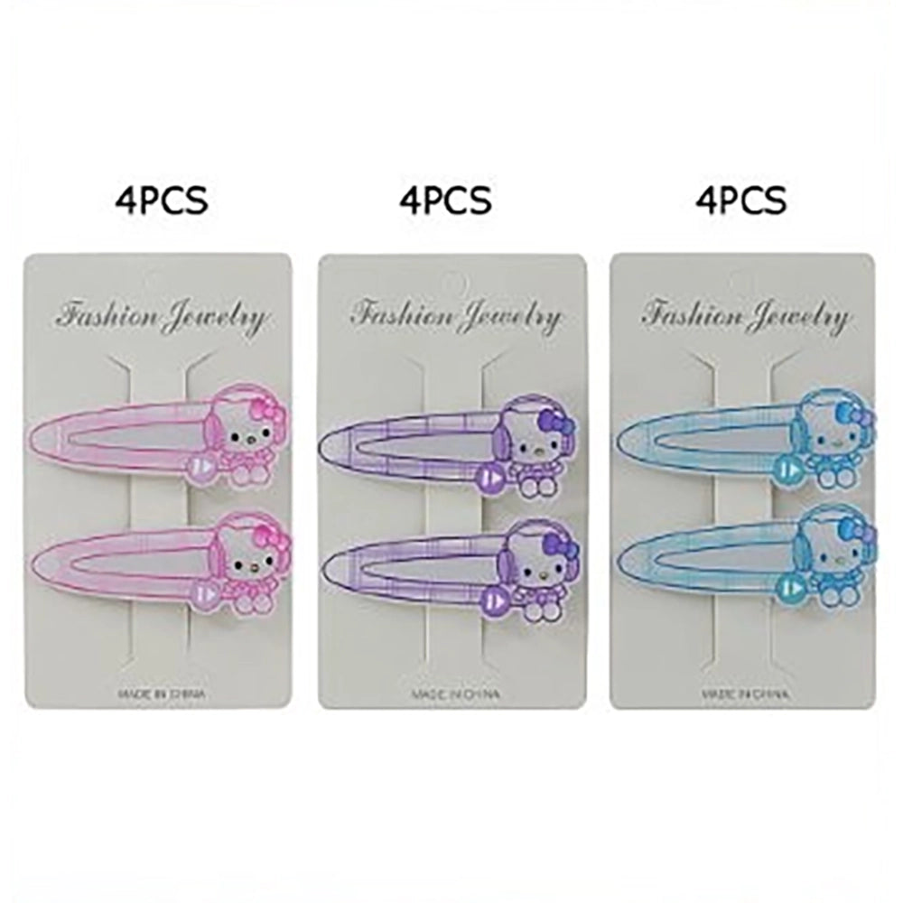 Cute Cartoon Character Hair Clips for Girls - 2-Piece Plaid Snap Barrettes with Headphones Design, Pastel Kawaii Hair Accessories Set (6cm) (TK-1151S)