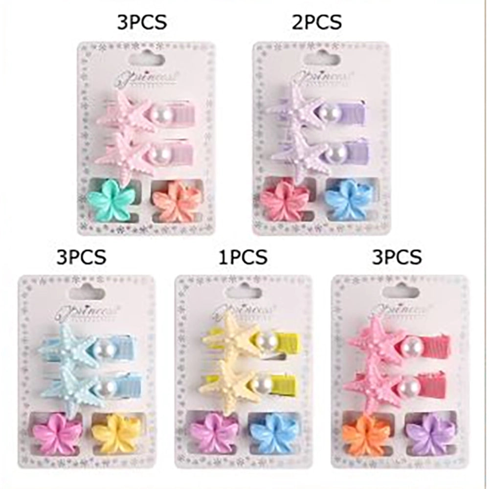 Cute Starfish & Pearl Hair Clips for Girls – Beach Theme Hair Accessories Set (4 Pcs)(TK-1168S)