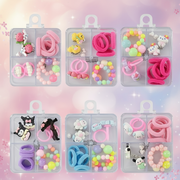 Kids Hair Accessories Gift Set with Organizer Box (7-Piece/Box) - Cute Cartoon Hair Ties, Rings, Clips & Beaded Bracelets for Toddlers & Little Girls (TK-626M)