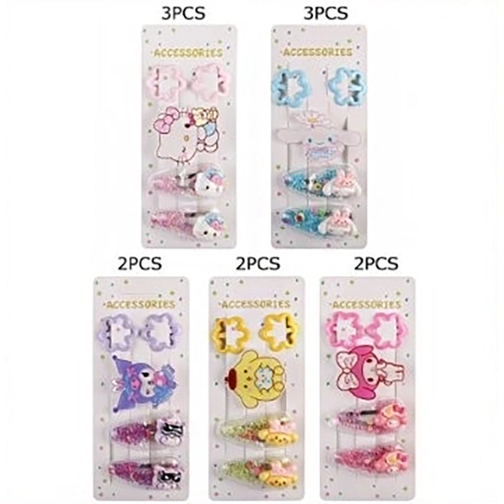 Cute Character Glitter Snap Hair Clip Set – Whimsical Decorative Hairpins for Girls (5pc) (TK-802M)