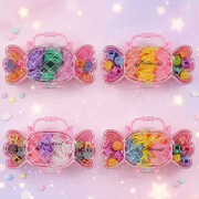Candy-Shaped Portable Hair Accessory Organizer Case Set | Kids Mini Hair Elastics & Claw Clips Travel Storage Box Set (TK-940M1)