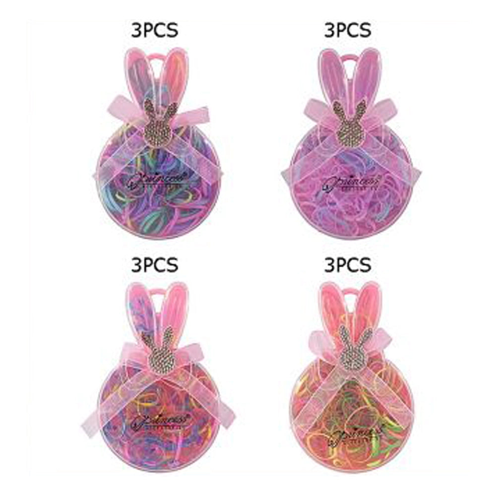 Rhinestone Bunny Rubber Hair Tie Set (TK-992EA)
