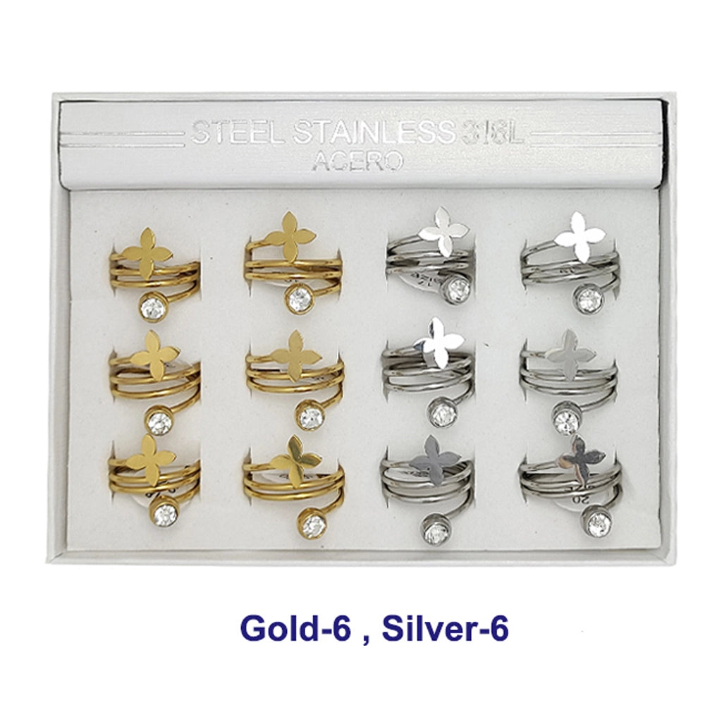 Sparkling Clover Coil Rings | Stainless Steel 316L (Gold & Silver Tone)