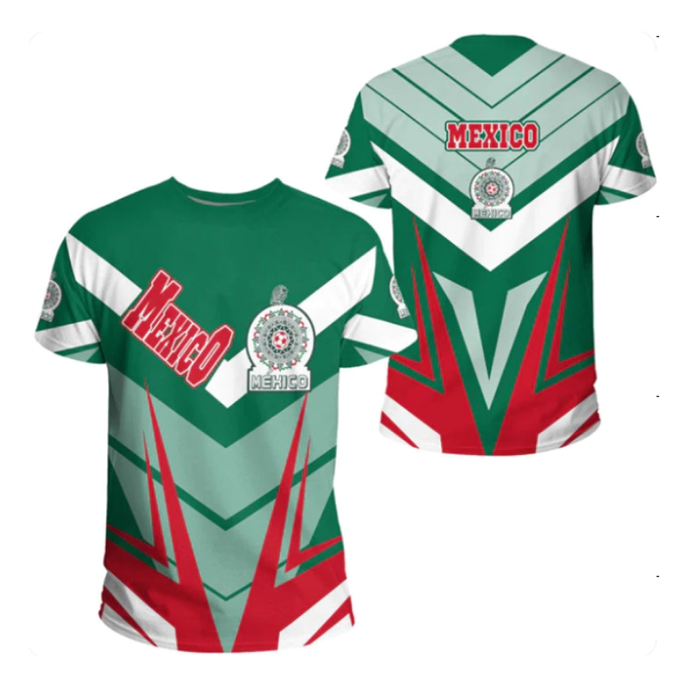 Viva México: Men's Patriotic All-Over Print Graphic T-Shirt | National Team Design Soccer Shirt - Wholesale 6pc Pack (M-2XL)