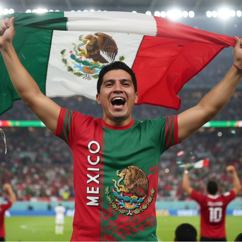Mexico Pride Eagle Crest All-Over Print T-Shirt | National Team Design Soccer Shirt - Wholesale 6pc Pack (S-XL)
