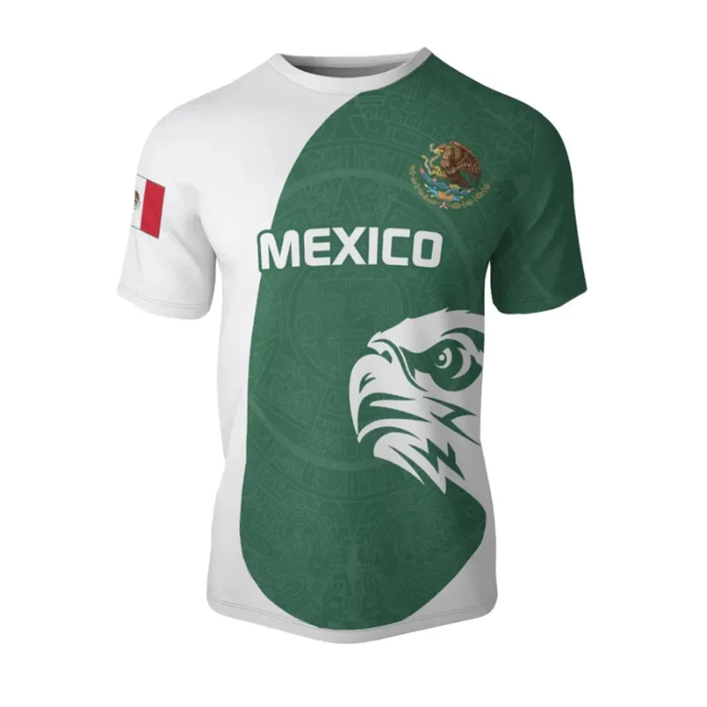Green & White Aztec Calendar Design with Eagle Logo | National Team Design Soccer Shirt - Wholesale 6pc Pack (M-2XL)
