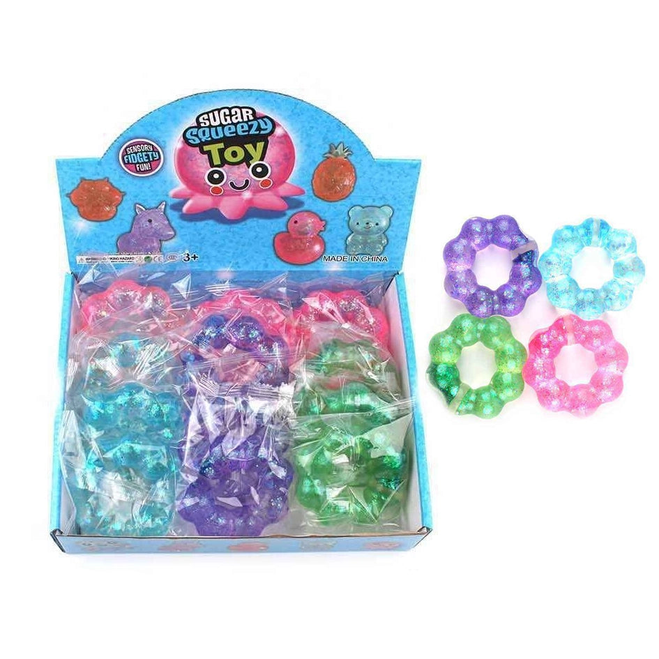 Sugar Jelly Squishy Fidget Toy – Glittery 8cm Sensory Squeeze Stress Relief Toy, Assorted Colors, 12PCS/Box (TY-0044)