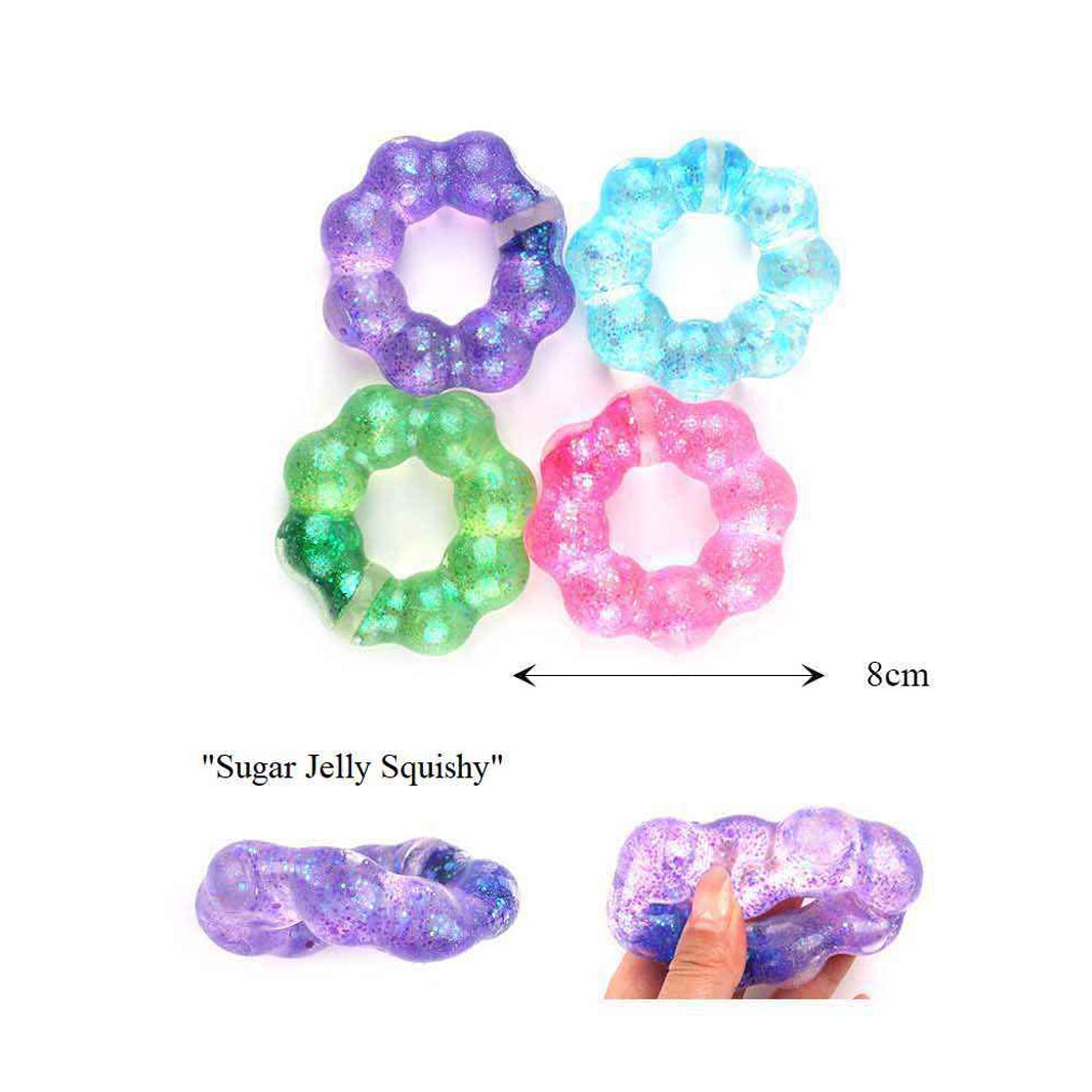 Sugar Jelly Squishy Fidget Toy – Glittery 8cm Sensory Squeeze Stress Relief Toy, Assorted Colors, 12PCS/Box (TY-0044)