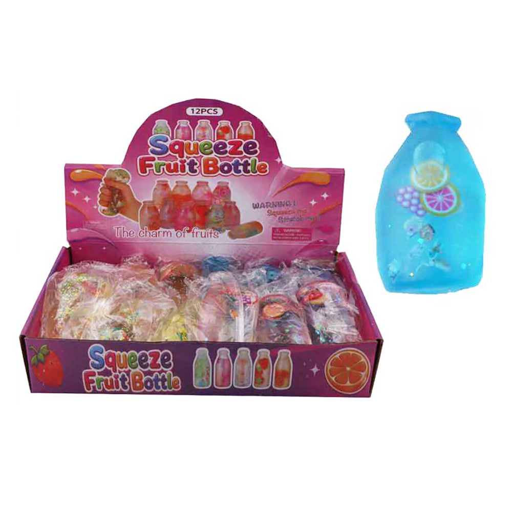 12-Piece Squeeze Fruit Bottle Stress Reliever Set – Glitter Water Beads Squeeze Toys, 10cm Sensory Fidgets for Kids & Adults (TY-0057)