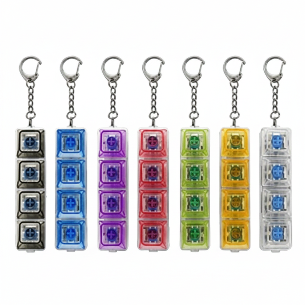 4-Key LED Light-Up Mechanical Keyboard Fidget Keychain – Clicky Switch Stress Relief Toy (TY-156)