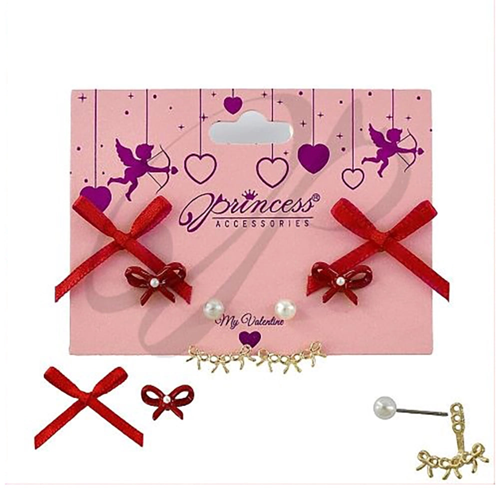 "My Valentine" Bow & Pearl Earring Set (VEF-20035)