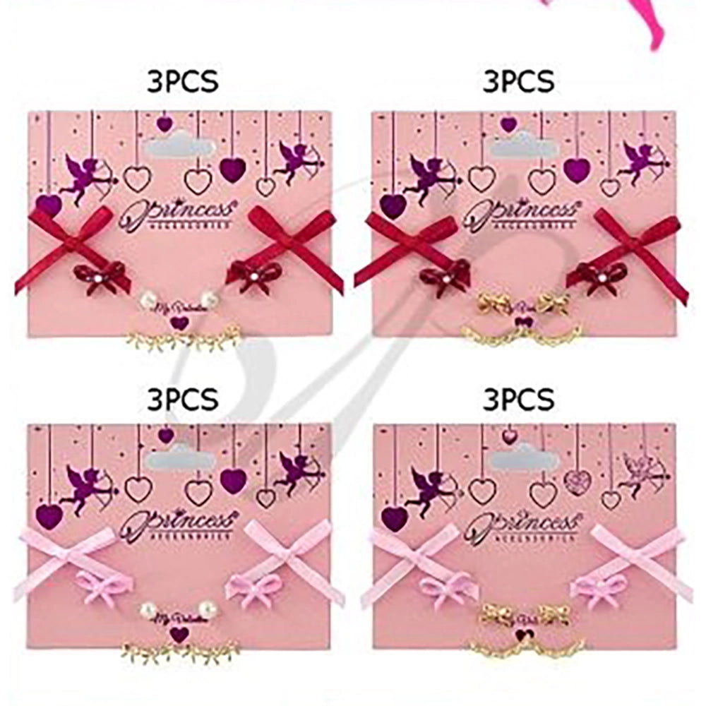 "My Valentine" Bow & Pearl Earring Set (VEF-20035)
