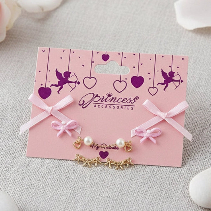 "My Valentine" Bow & Pearl Earring Set (VEF-20035)
