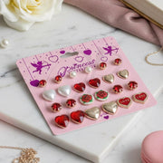 Romantic Heart & Rose Stud Earring Multi-Pack Set (VEF20039)