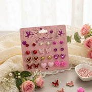 Multi-Pair Earring Set – Hearts, Butterflies, & Roses (VEF20040)