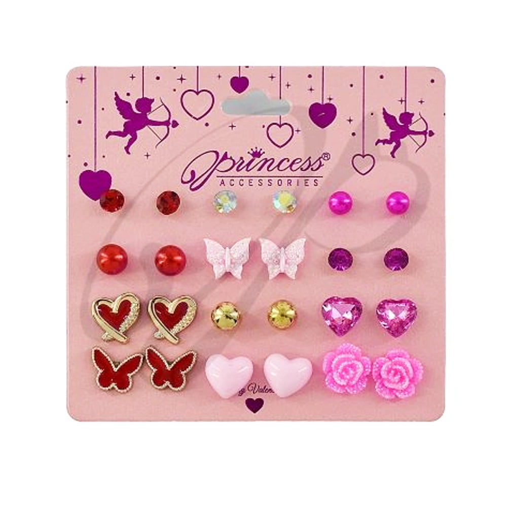 Multi-Pair Earring Set – Hearts, Butterflies, & Roses (VEF20040)