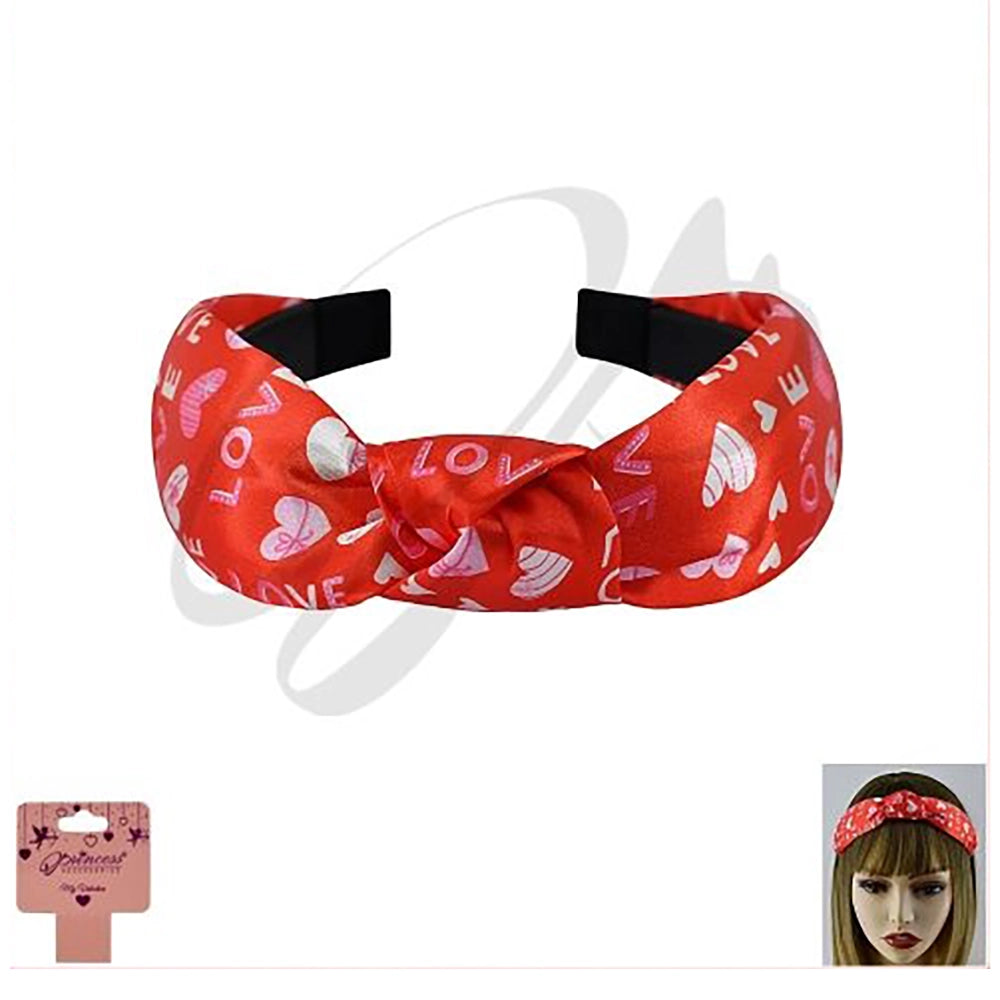 Valentine’s Day Heart & "LOVE" Printed Knot Headband (VHB-8010)