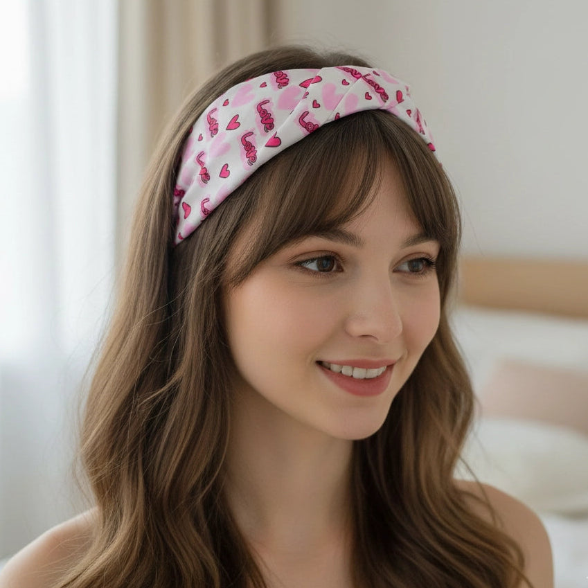 Valentine’s Heart Print Knotted Headband (VHB-8011)