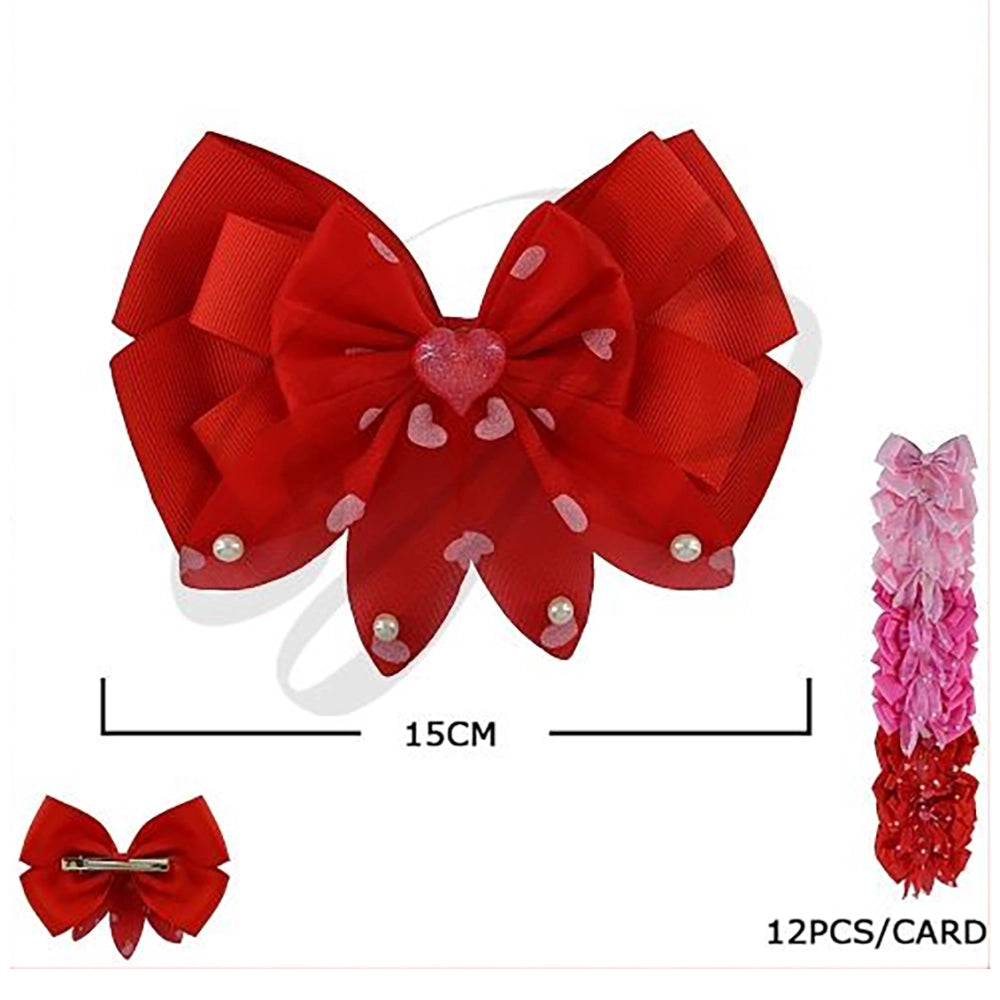 15cm Oversized Red Heart Hair Bow (VHC-6023)