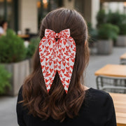 Romantic Heart Print Oversized Long Tail Hair Bow (VHC-6029)