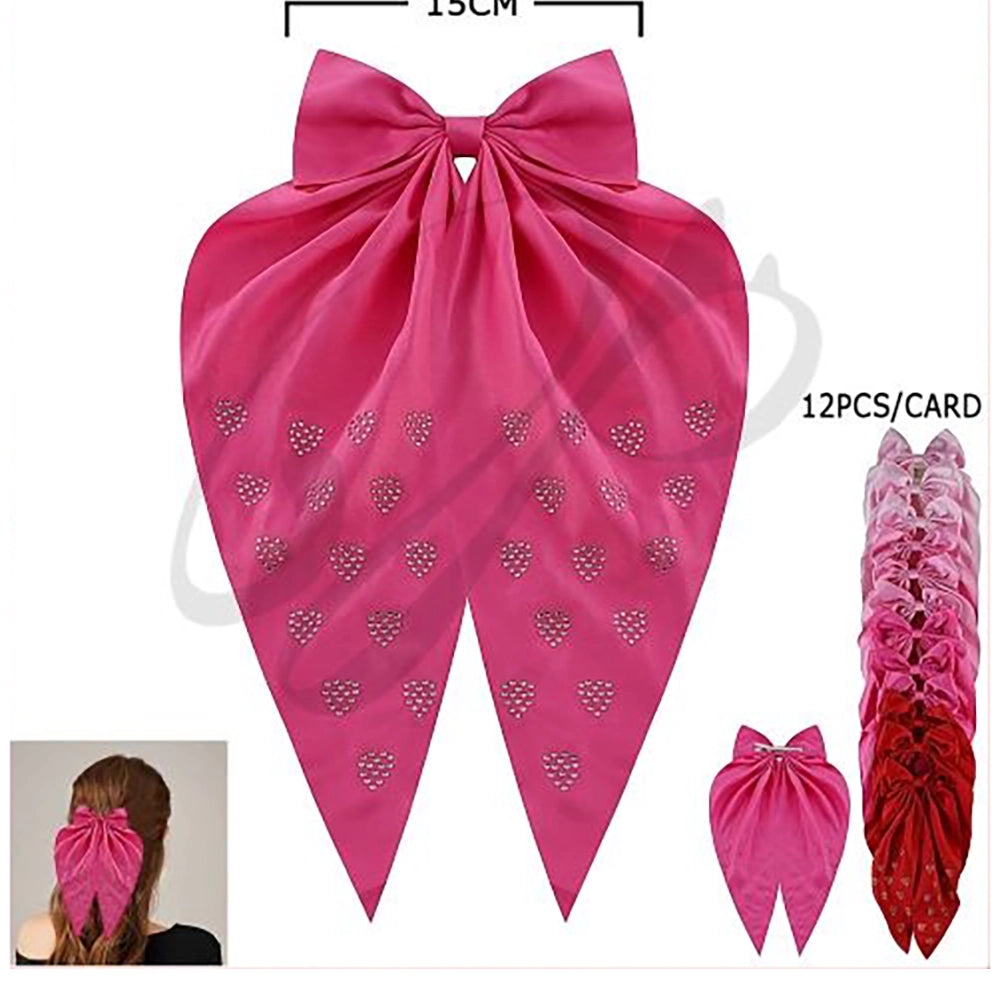 Oversized Rhinestone Heart Hair Bow (VHC-6032)