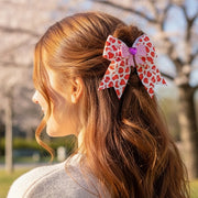 24-Pack Valentine’s Day Hair Bows for Girls – 4.7" Large Grosgrain Ribbon Clips with Heart Gems & Assorted Patterns (VHD-6213)