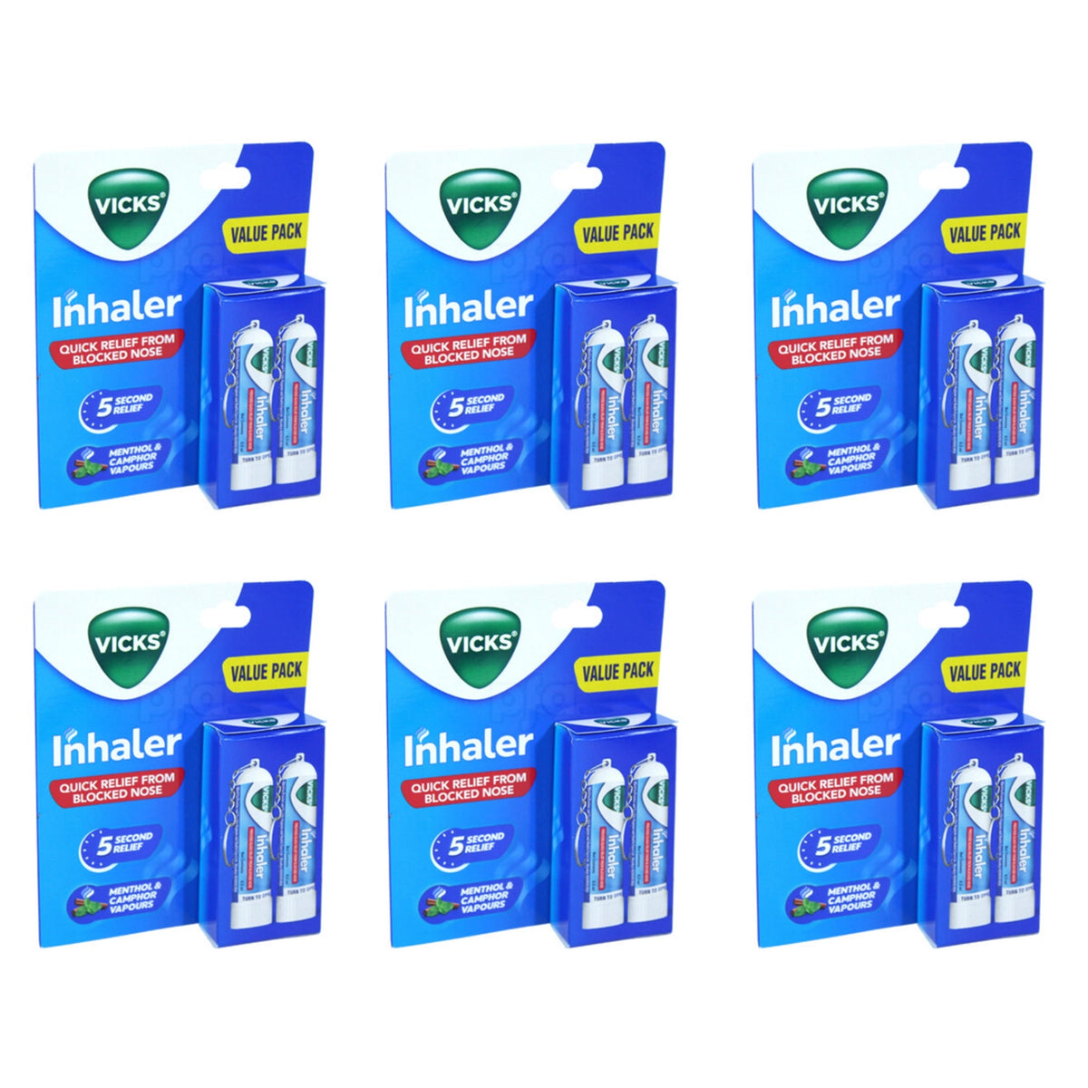 Vicks Inhaler 0.5ml 2-Pack – Menthol & Camphor Vapor Inhalers Value Pack
