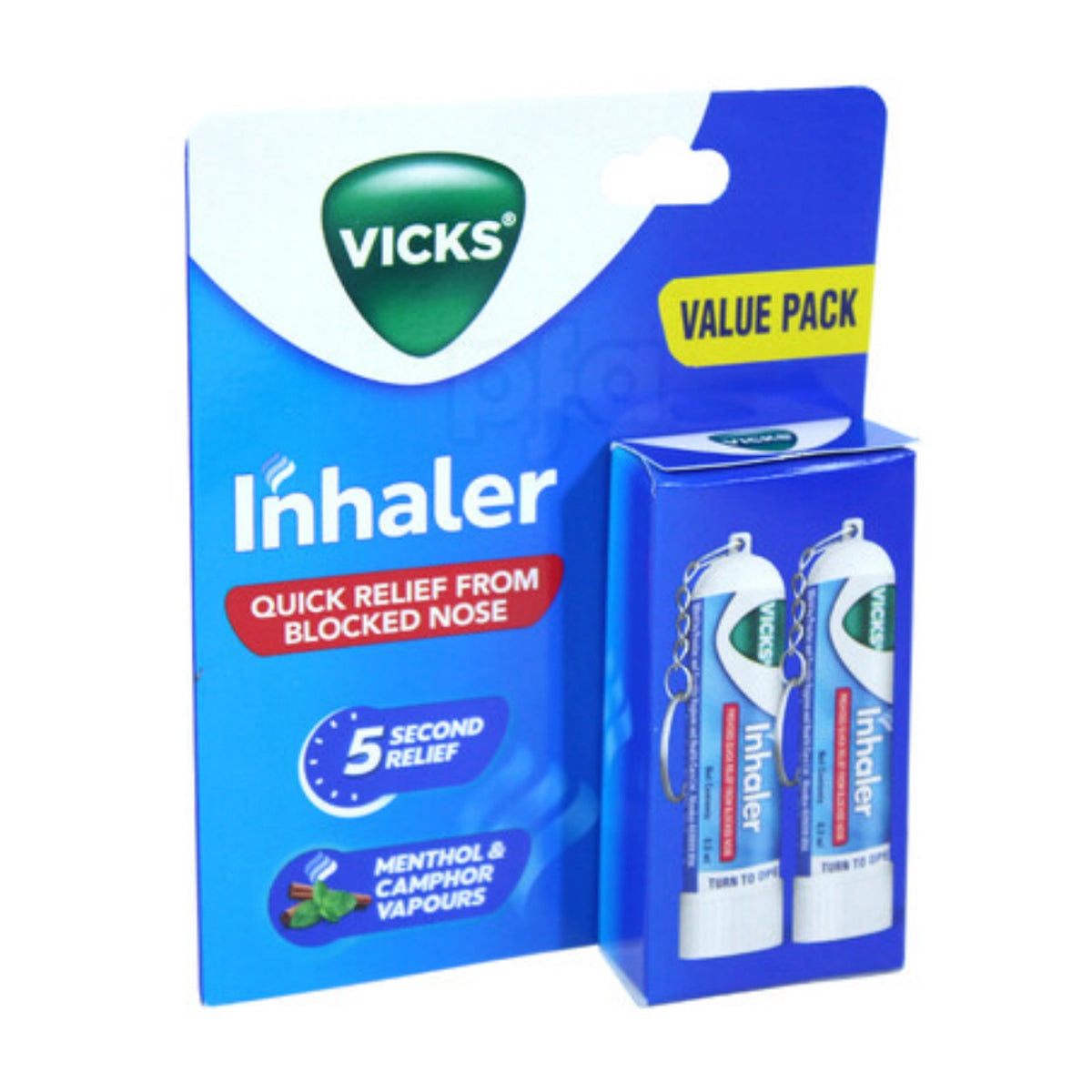 Vicks Inhaler 0.5ml 2-Pack – Menthol & Camphor Vapor Inhalers Value Pack