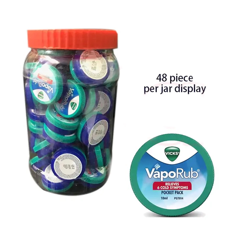 Vicks VapoRub 10ml Pocket Pack – 48-Piece Countertop Display Jar