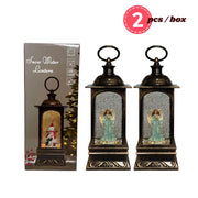 2pc/Box Deluxe Lighted Musical Snow Water Lanterns | Angel | Vintage Look