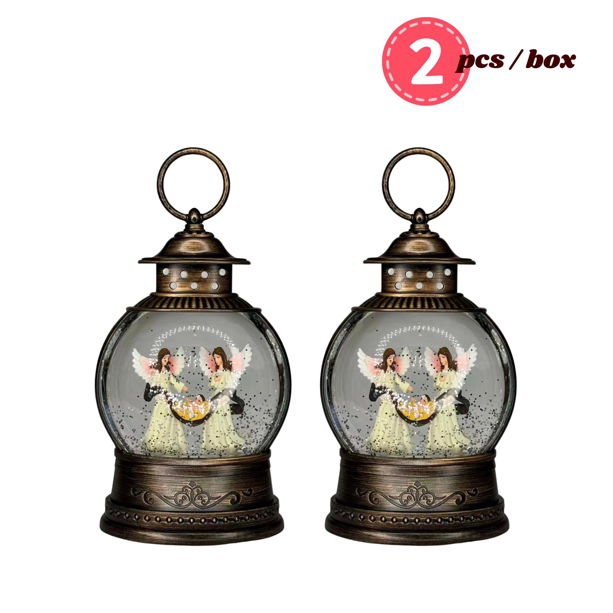 2pc/Box Celestial Angels Lighted Musical Snow Water Lanterns