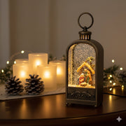 2pc/Box Bronze Lighted Water Lanterns with Nativity Scene | Hanging Snow Globe Christmas Decor