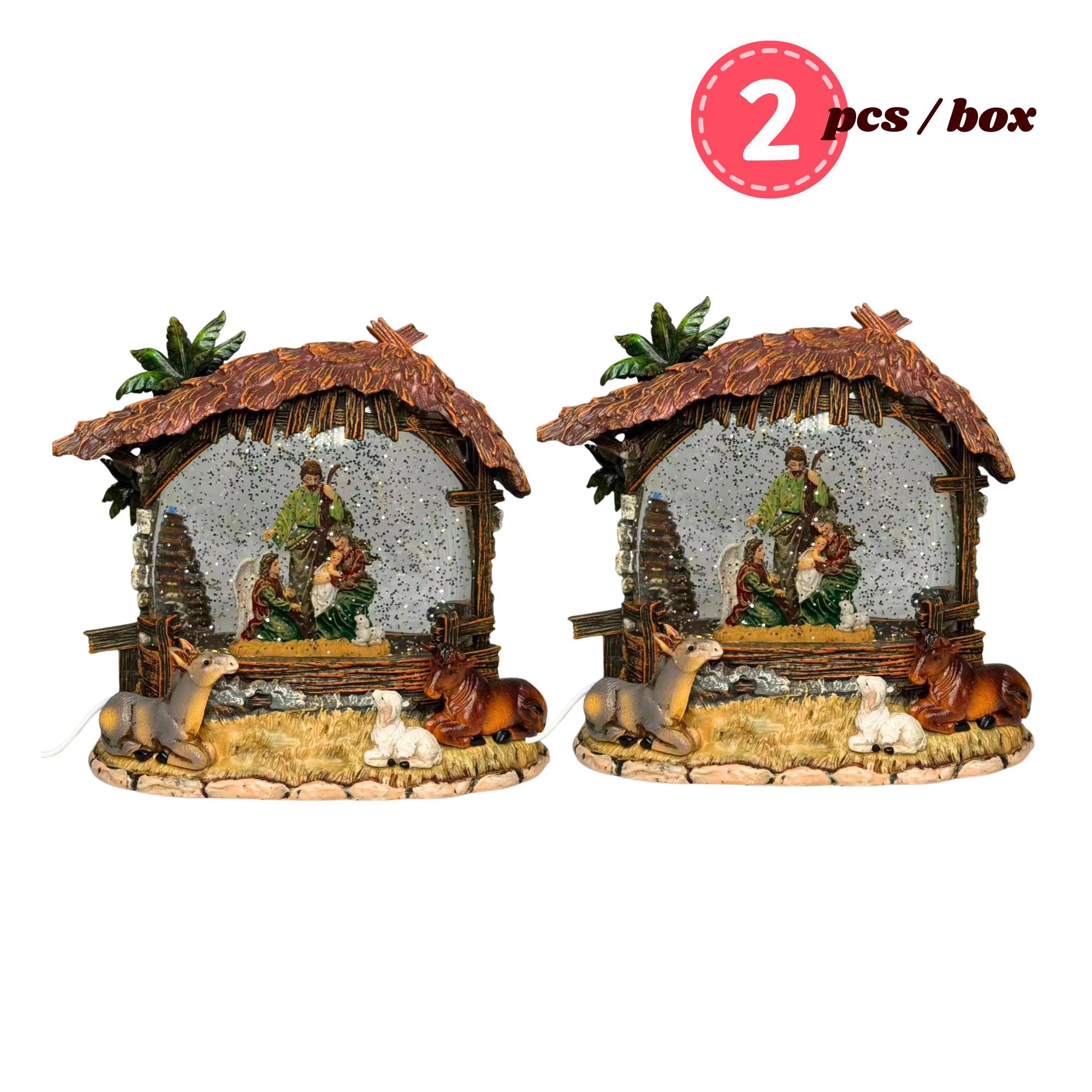 2pc/Box Lighted Nativity Water Lantern: Holy Family Christmas Decoration
