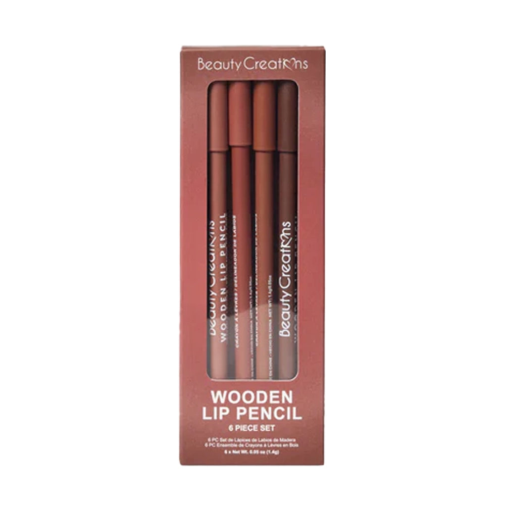 Beauty Creations - Wooden Lip Pencil (Nudes) 6pc Set