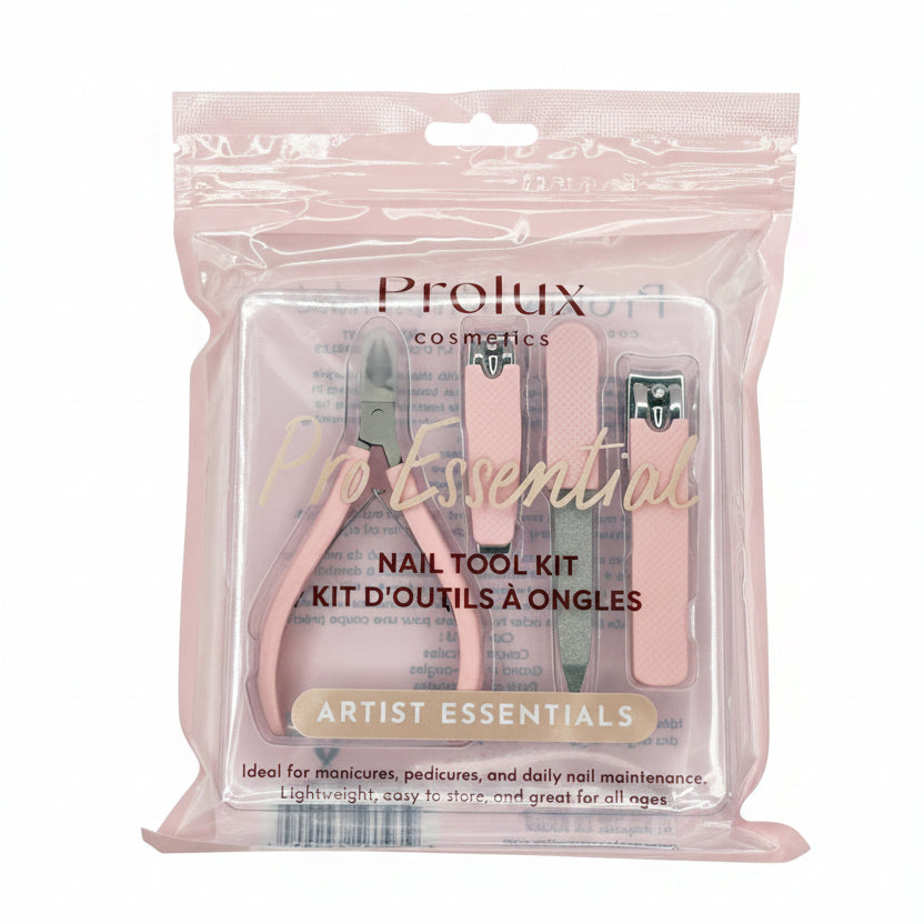 Prolux Cosmetics Pro Essential 4-Piece Nail Care Set – Pink Manicure & Pedicure Tool Kit
