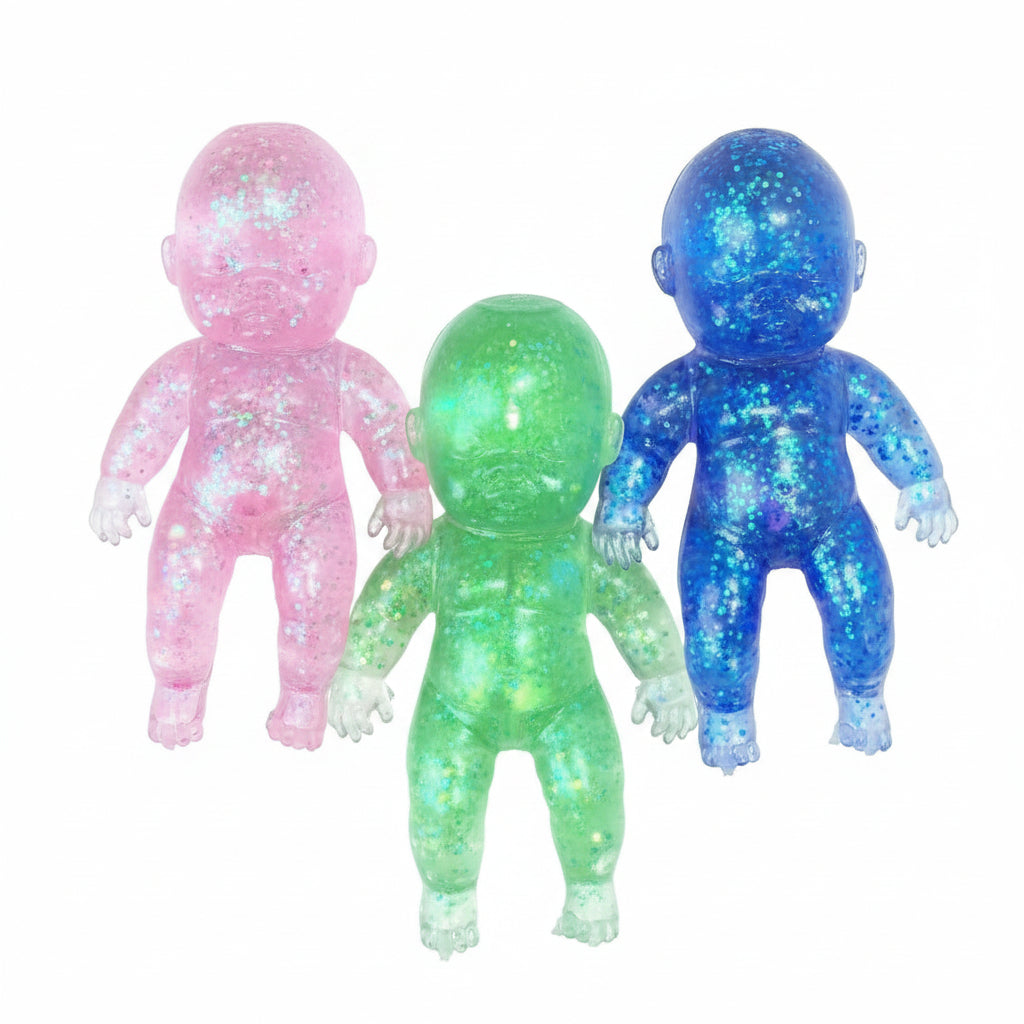Squishy Baby Glitter Stress Relief Toy – Clear Gel-Filled Sensory Fidget Toy, Kawaii Cute Baby Expressions Squeeze Toy for Kids & Adults, Stress and Anxiety Relief