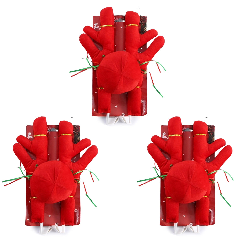 Christmas Car Red Reindeer Antler Decoration Set – 3-Piece Holiday Car Accessory | 11" x 16"