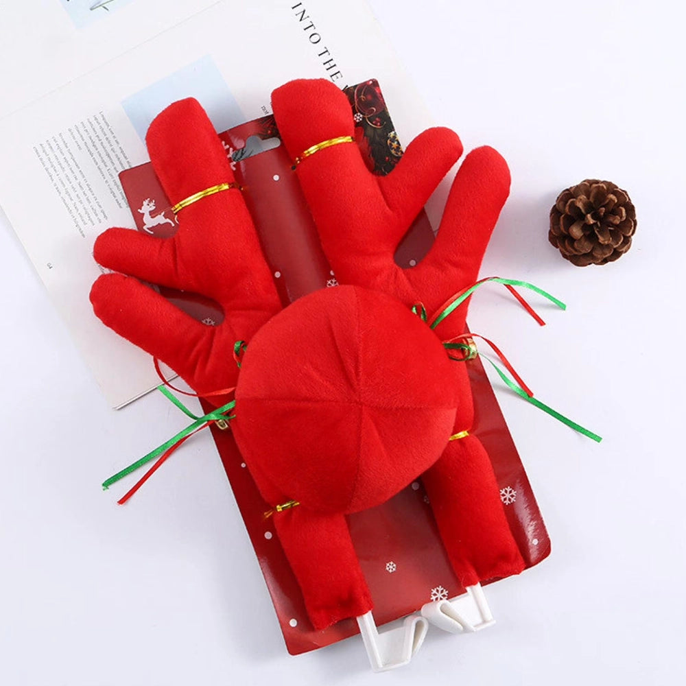 Christmas Car Red Reindeer Antler Decoration Set – 3-Piece Holiday Car Accessory | 11" x 16"