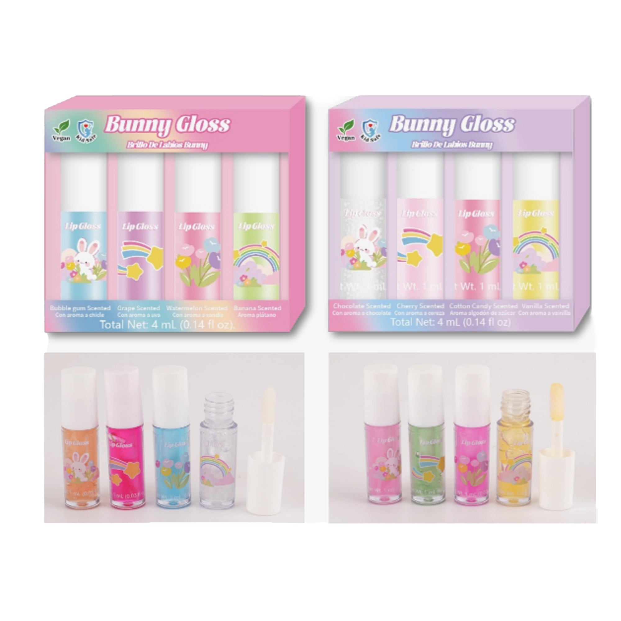 Beauti Bunny Gloss Kids' Lip Gloss Set – 4-Pack Scented Gloss Collection XP274
