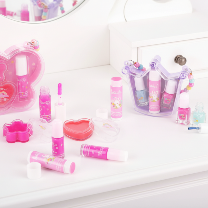 Kids’ Charm Makeup Set – Vegan & Kid-Safe Beauty Kit with Lip Gloss & Nail Polish (XP278)