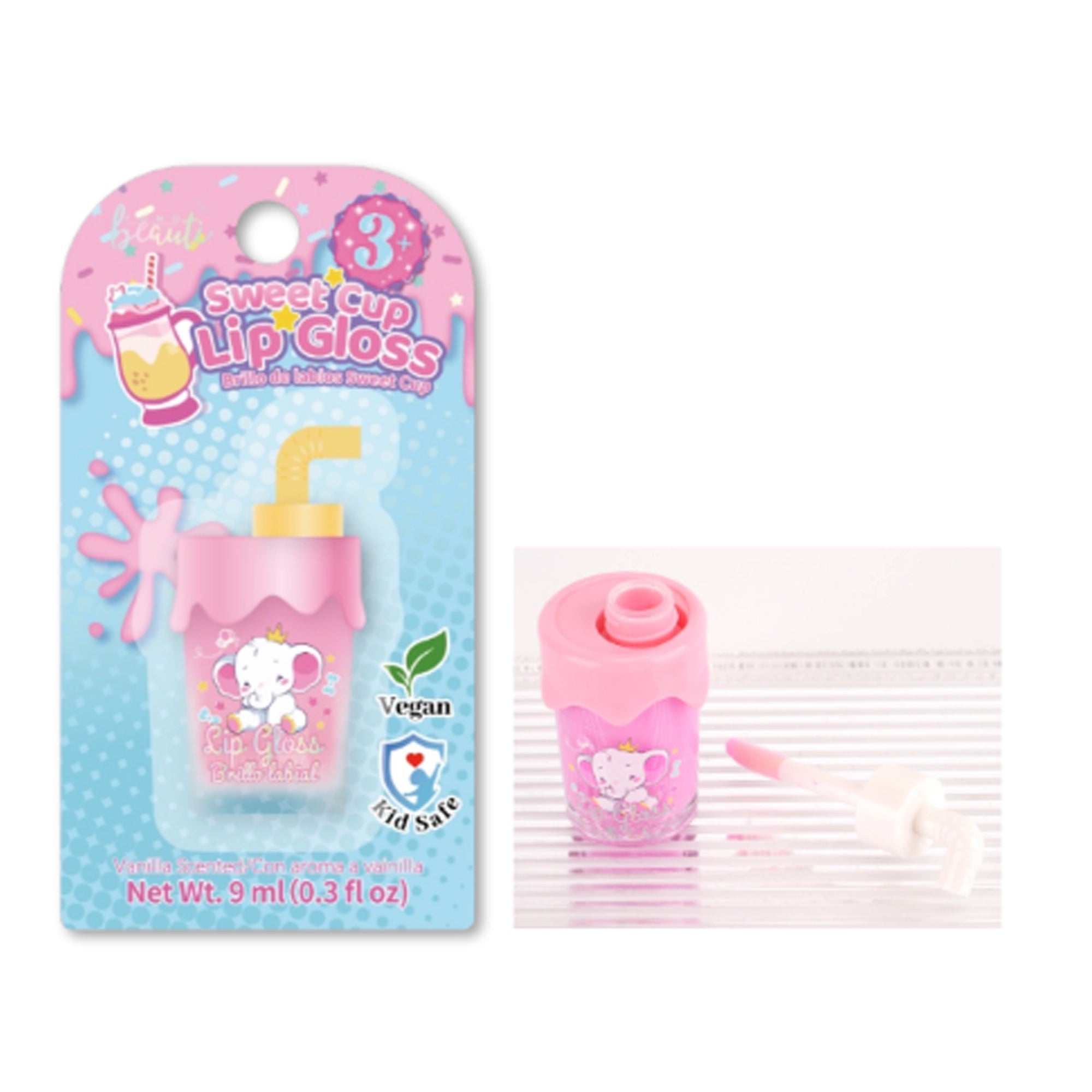 Vanilla Scented "Sweet Cup" Kids Lip Gloss - Elephant Design (9ml) (XP298-2)