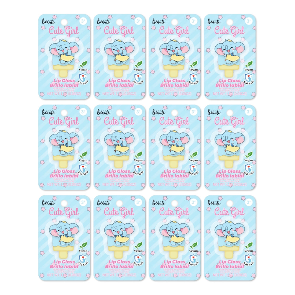 Cute Girl Elephant Lip Gloss – Bubblegum Scented, Vegan & Kid-Safe Balm (1.5g) (XP299)