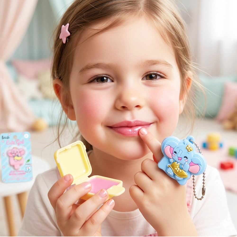 Cute Girl Elephant Lip Gloss – Bubblegum Scented, Vegan & Kid-Safe Balm (1.5g) (XP299)