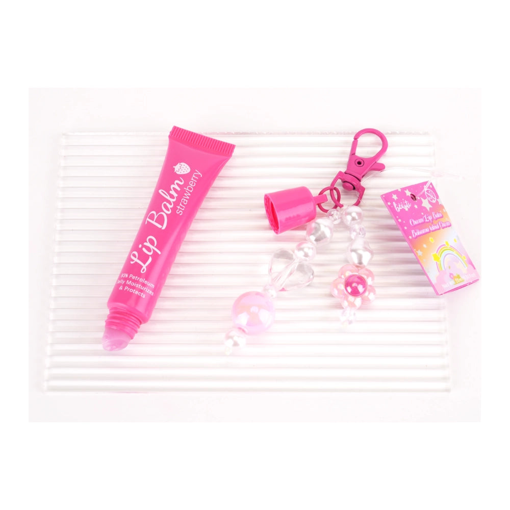 Strawberry Charm Lip Balm Keychain - Sweet & Glossy (XP328)