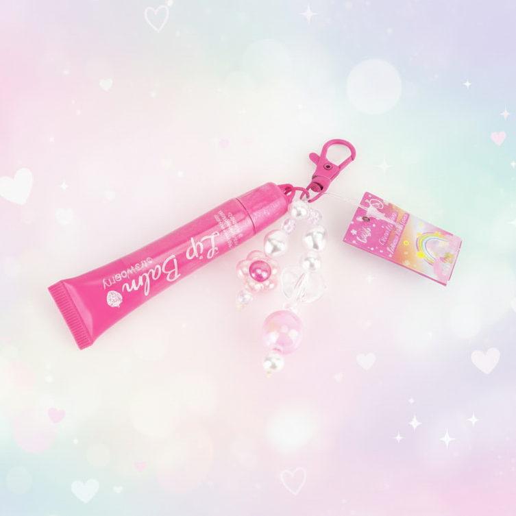 Strawberry Charm Lip Balm Keychain - Sweet & Glossy (XP328)