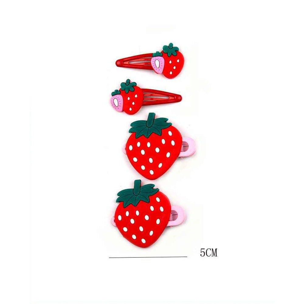 4pc Sweet Fruit Hair Clip Set –Strawberry & Cherry Non-Slip Barrettes for Girls (YBR-1939)