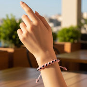 Pink Evil Eye Protection Bracelet Set (12-Pack) - Adjustable String Amulet