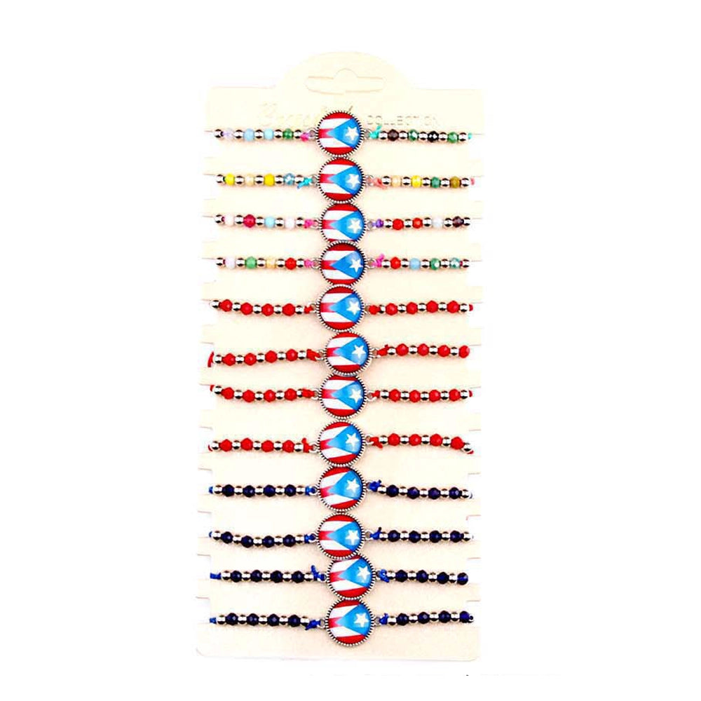 Puerto Rico Flag Bracelet Set - Adjustable Boricua Pride