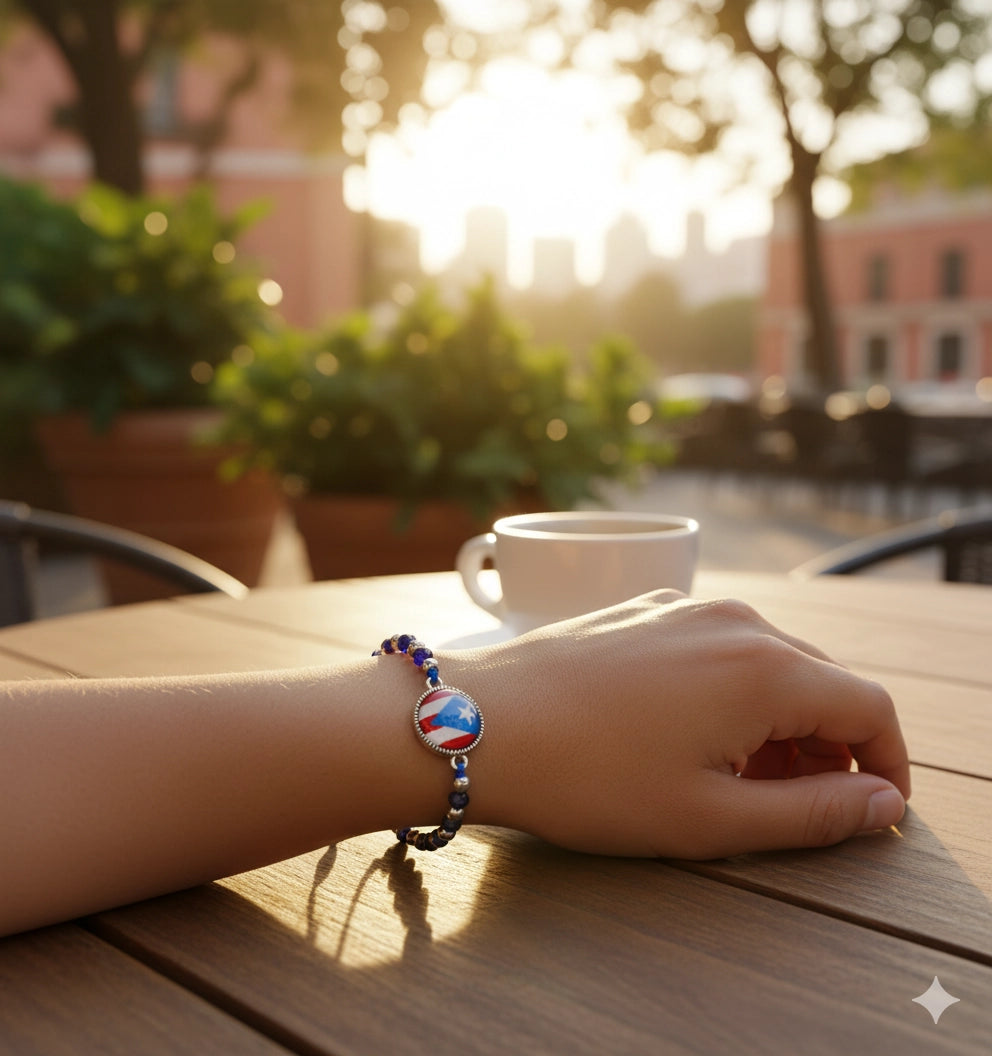Puerto Rico Flag Bracelet Set - Adjustable Boricua Pride